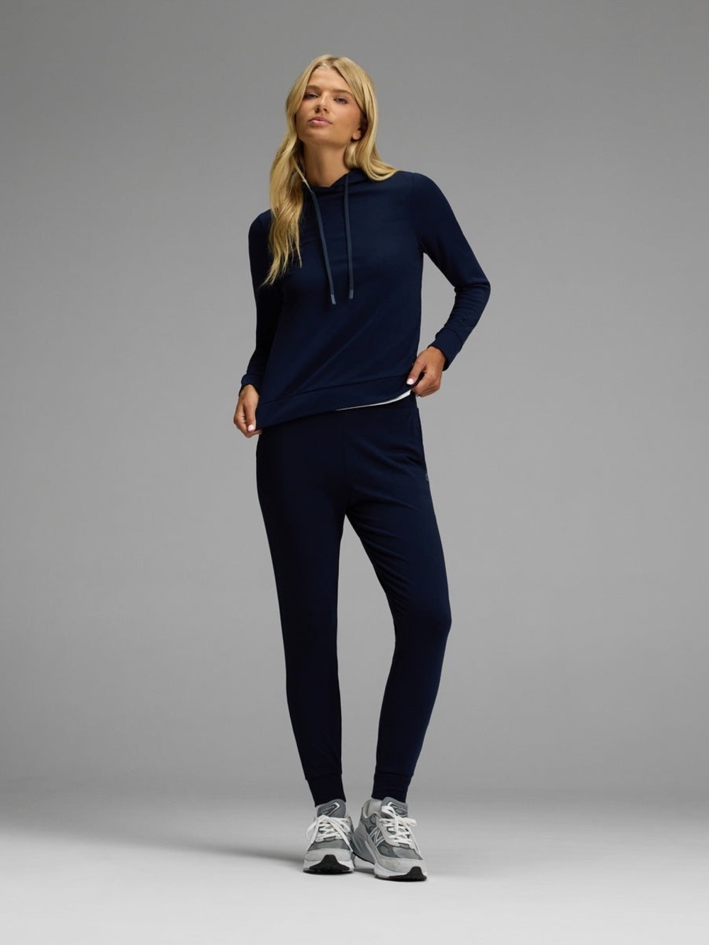 Cozy Earth Brushed Bamboo Hoodie Navy Blue Medium
